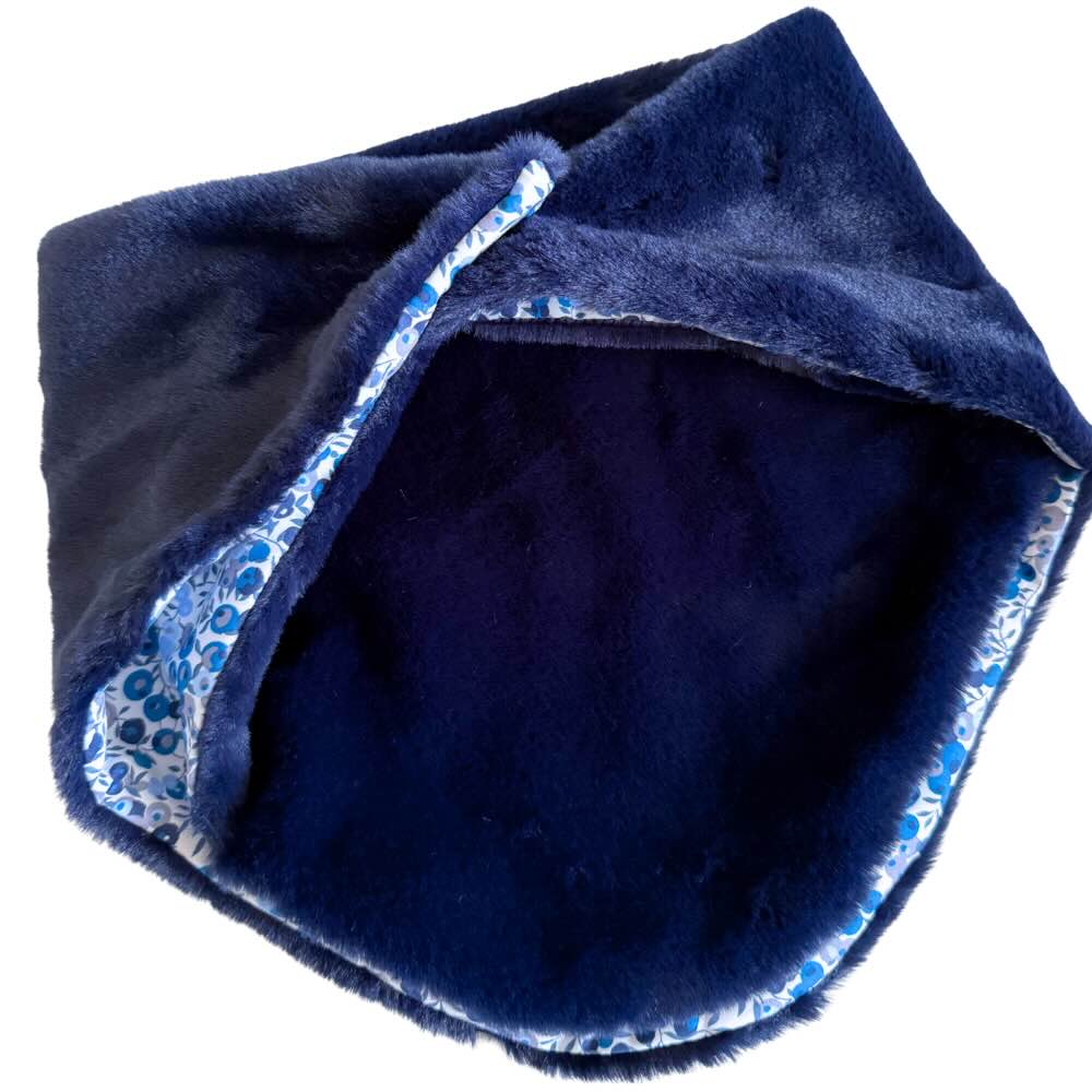 Foulard femme liberty réversible et fourrure douce