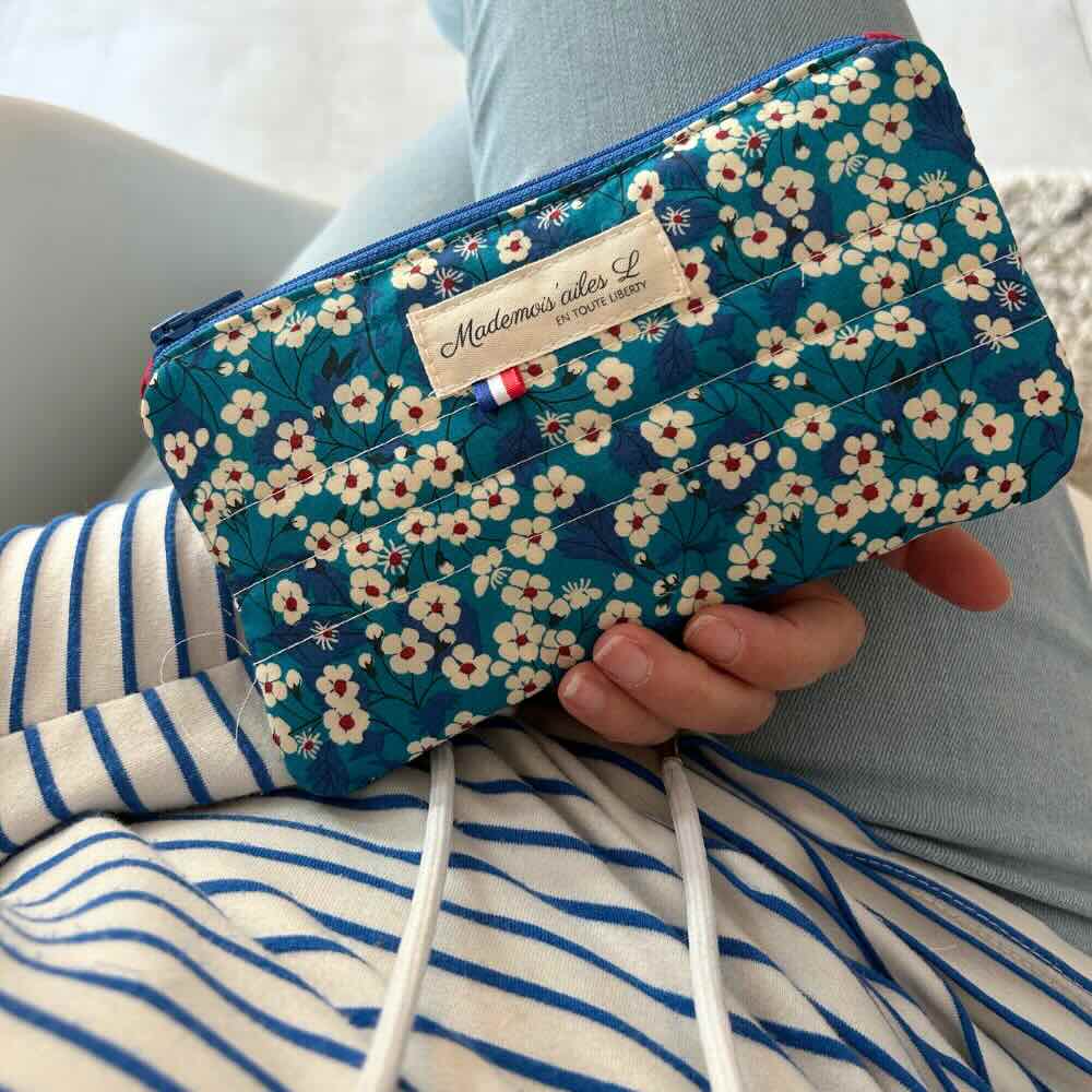 Etui à lunettes liberty matelassé mitsi bleu