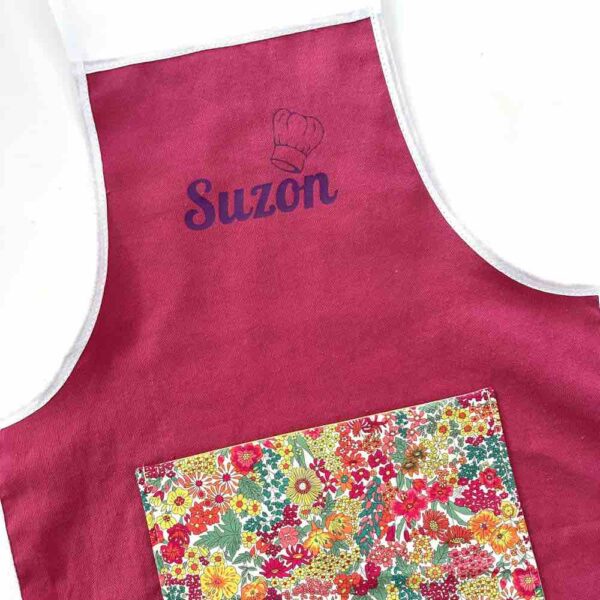 Tablier de cuisine enfant framboise