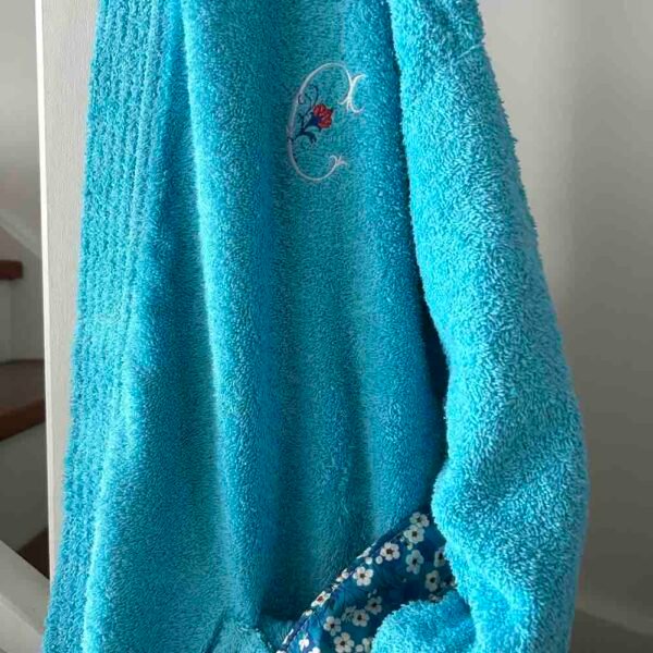 Peignoir turquoise personnalisé
