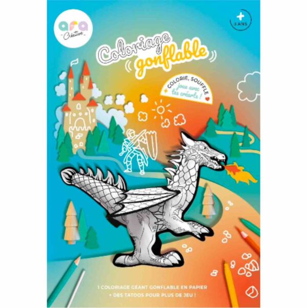 Coloriage gonflable - Dragon - Ara créative