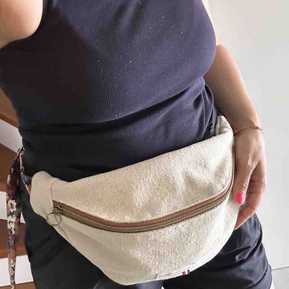 Sac banane toile de coton naturelle