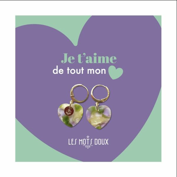 Boucles d'oreilles coeurs en acétate