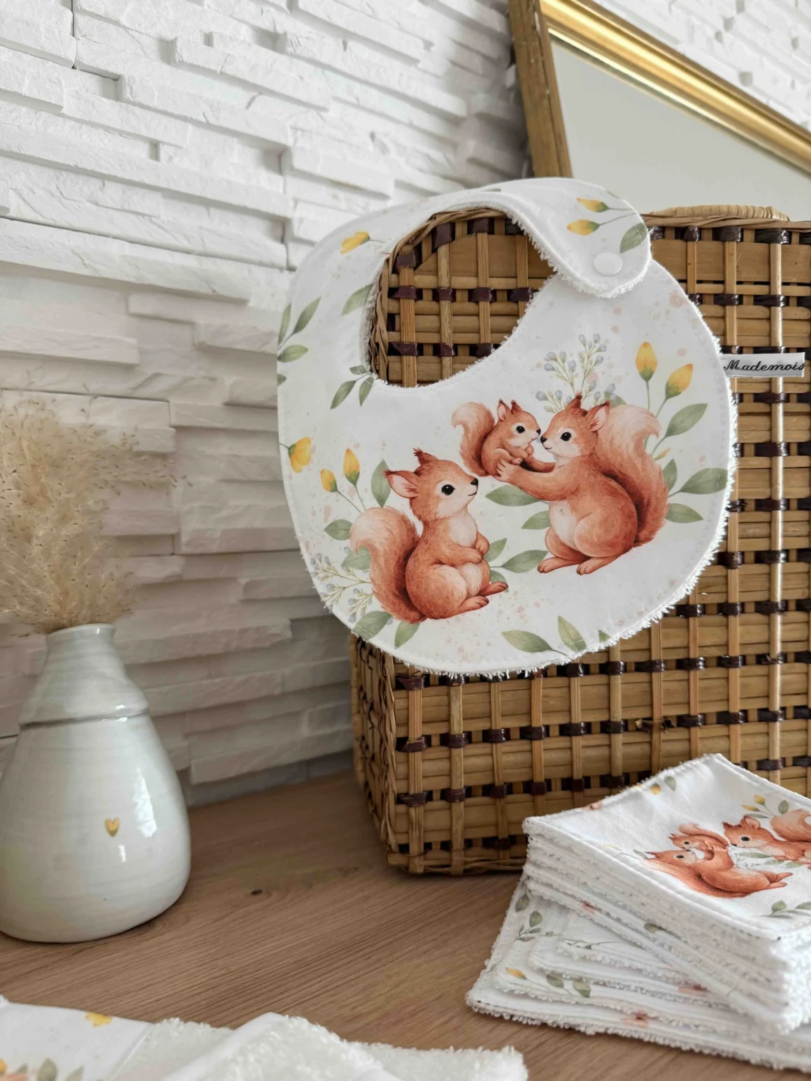 Bavoir bébé animaux de la forêt - Univers bébé sur-mesure