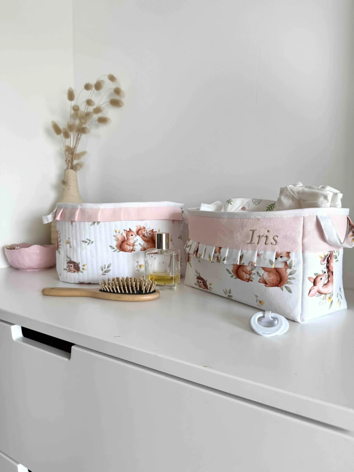 Duo de panières personnalisées - Liste naissance